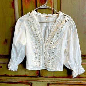 Free People White Lace Crop